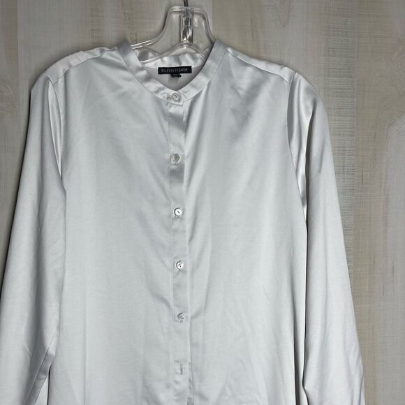 Eileen Fisher silver gray long tunic top, size XS - Picture 1 of 15